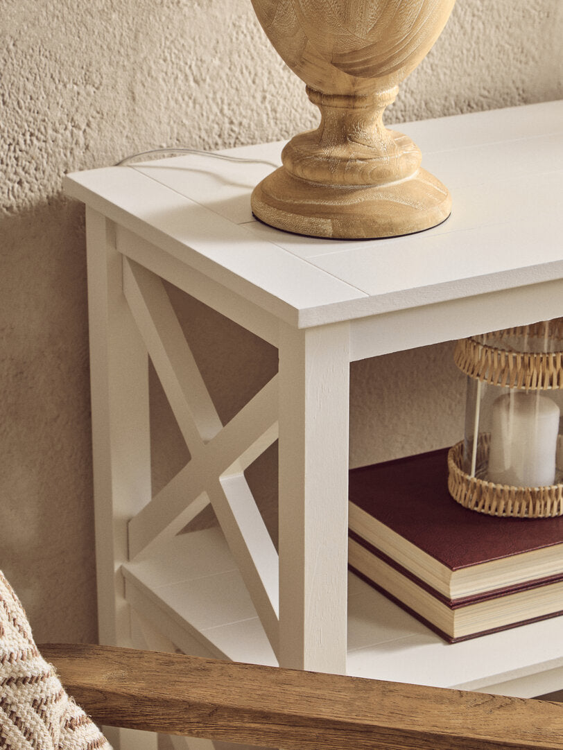 Savoy Three Shelf Large Ivory Bookcase