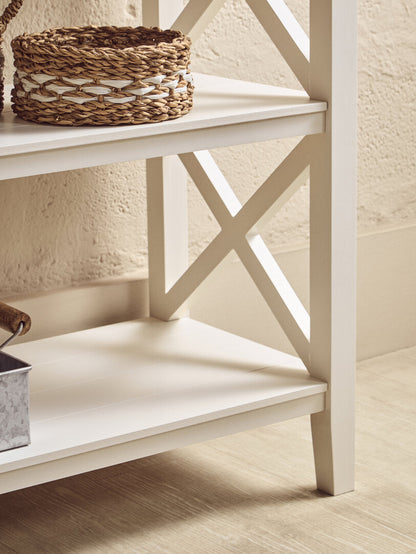 Savoy Three Shelf Large Ivory Bookcase