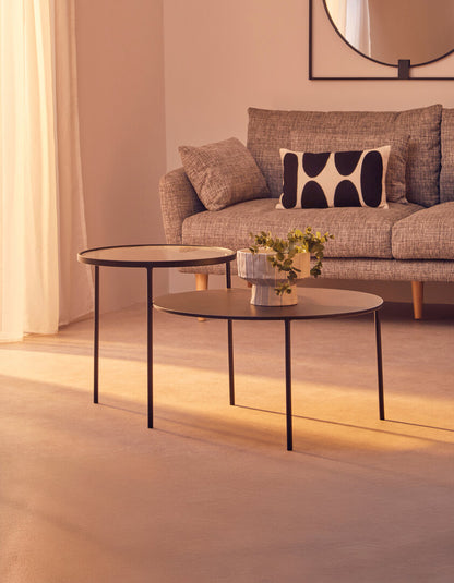 Bath Coffee Table With Glass And Metal Tops