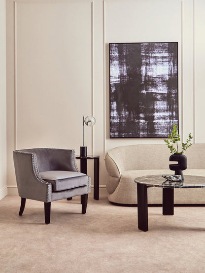 Savoy Grey Velvet Studded Chair