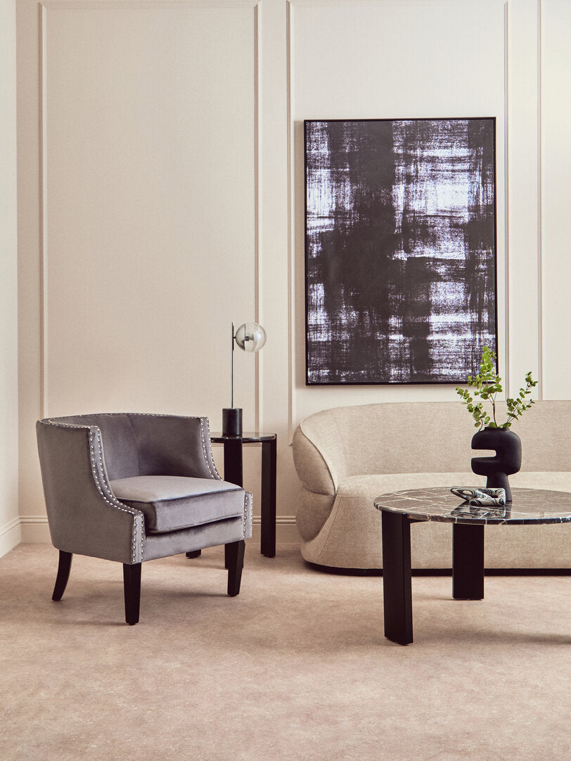 Savoy Grey Velvet Studded Chair