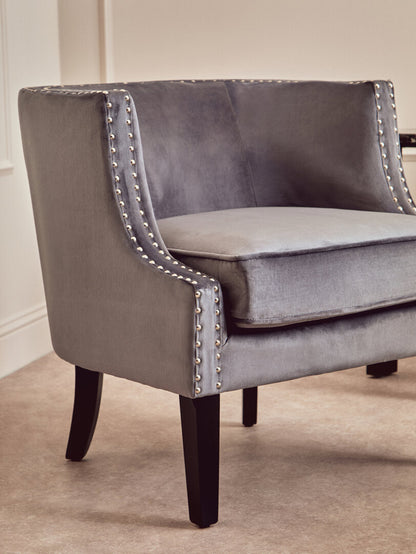 Savoy Grey Velvet Studded Chair