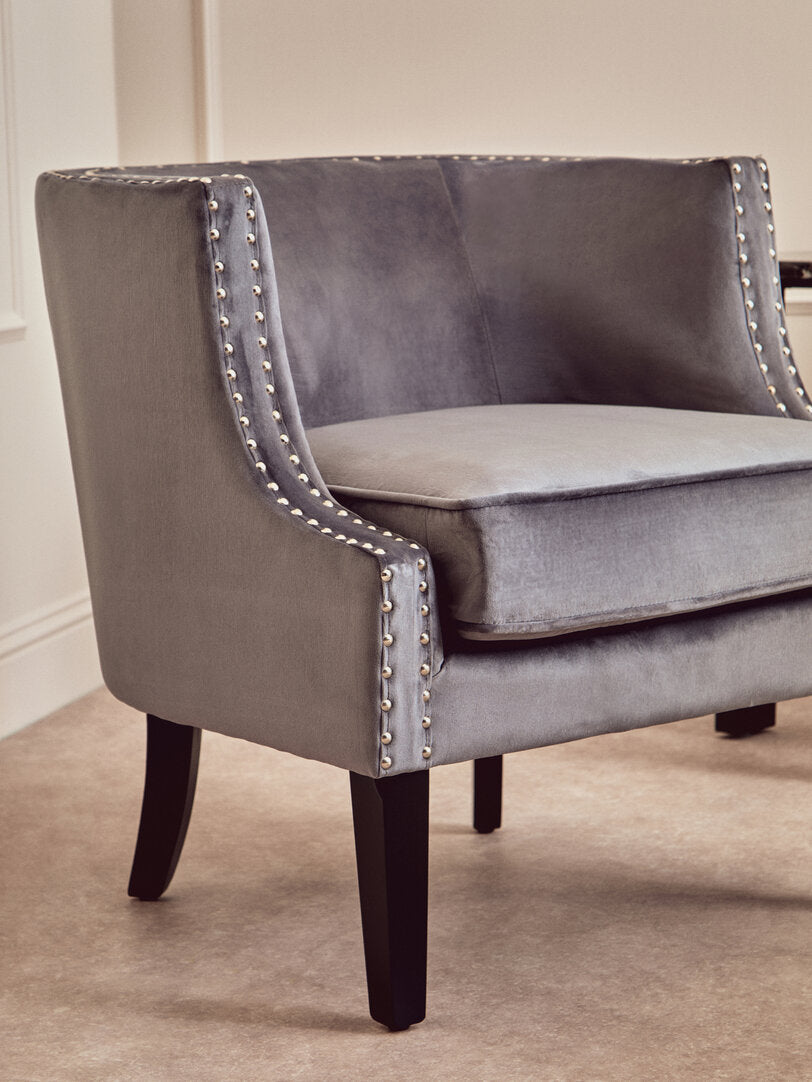 Savoy Grey Velvet Studded Chair
