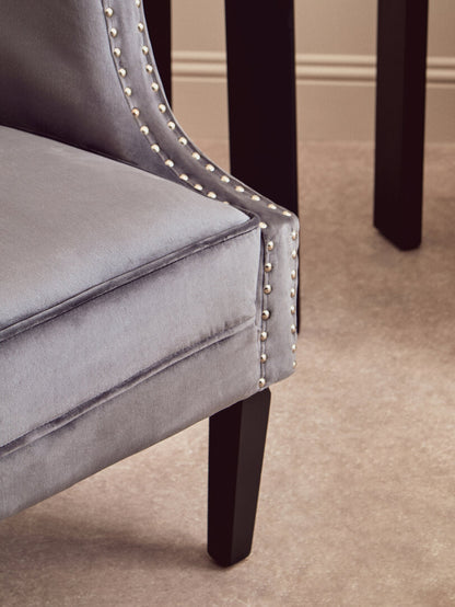 Savoy Grey Velvet Studded Chair