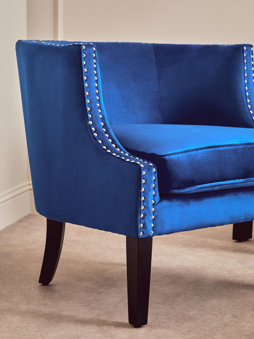 Savoy Blue Velvet Studded Chair