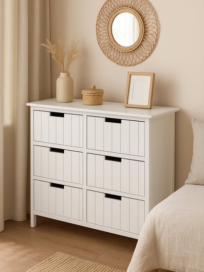 Belgravia England White Mdf 6 Drawers Chest