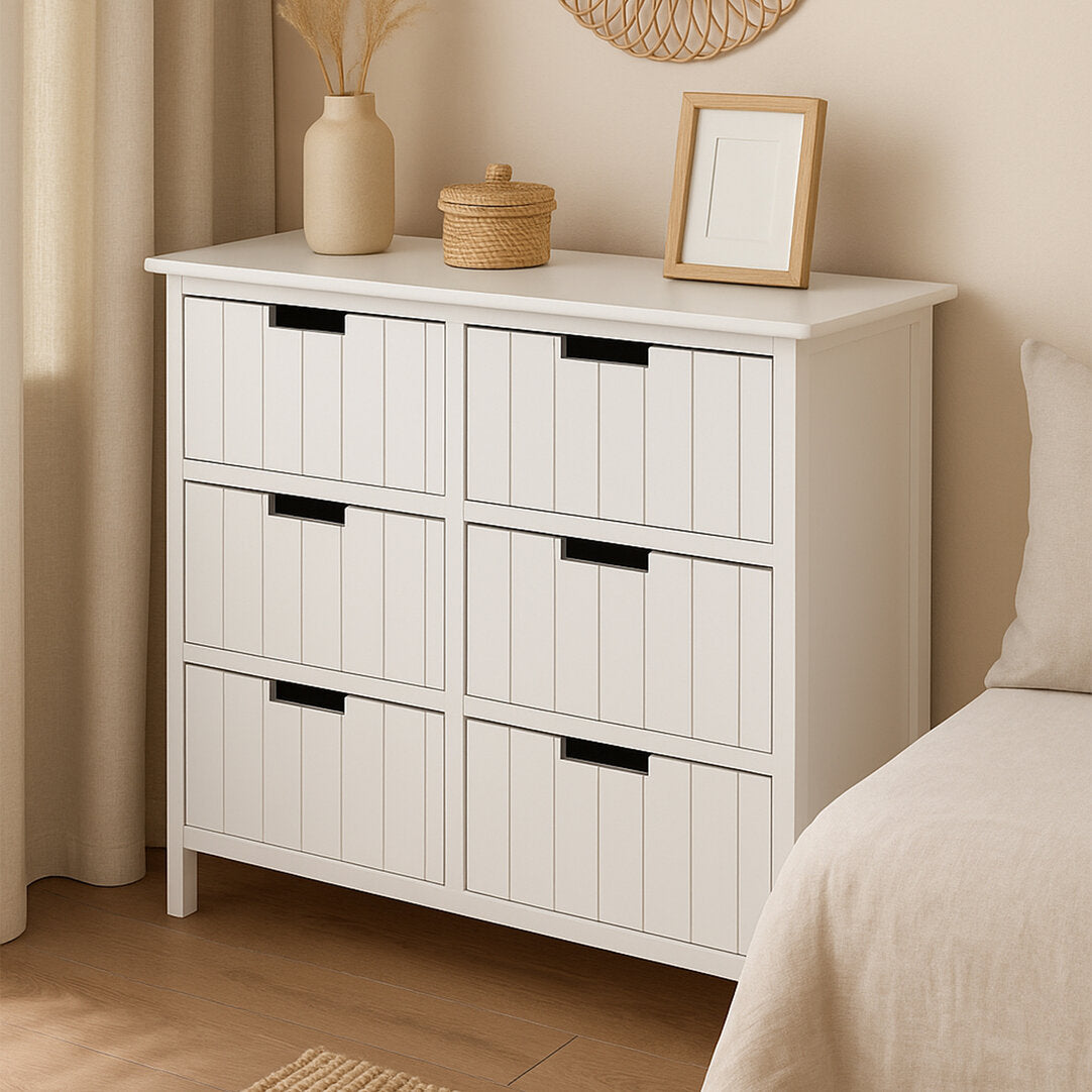 Belgravia England White Mdf 6 Drawers Chest