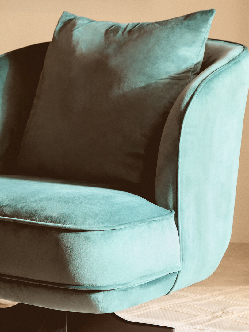Harrogate Azure Velvet Swivel Chair