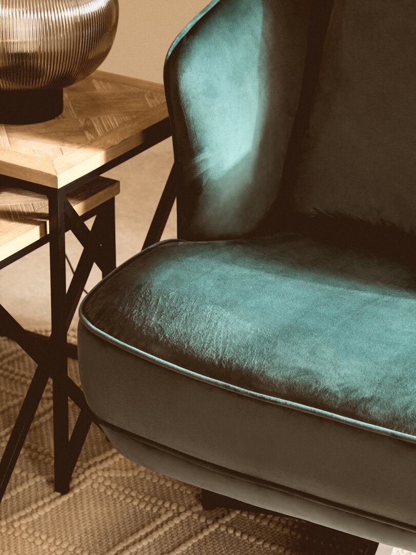 Harrogate Azure Velvet Swivel Chair