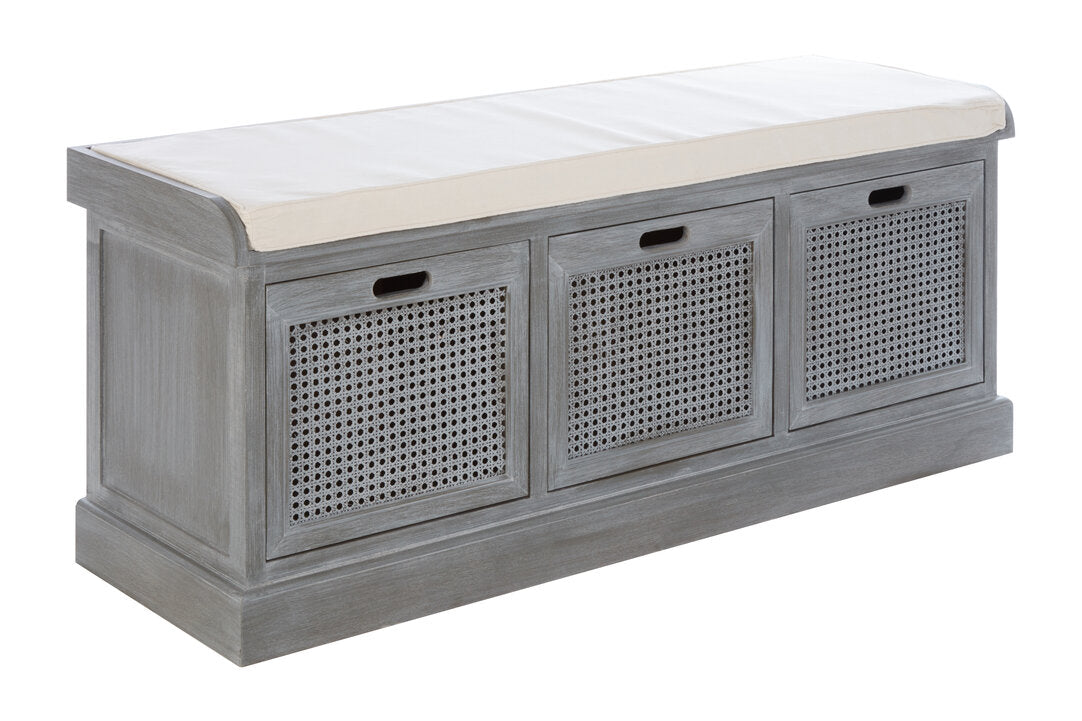 Savoy Grey Three Drawer Storage Bench with Cushion