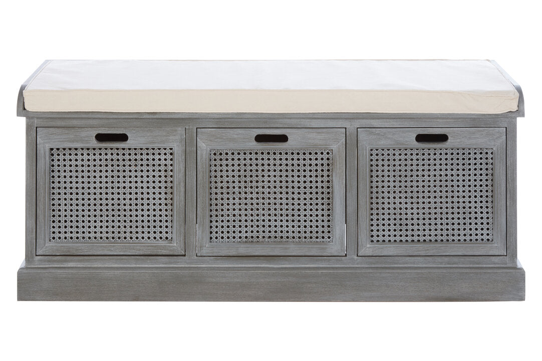 Savoy Grey Three Drawer Storage Bench with Cushion