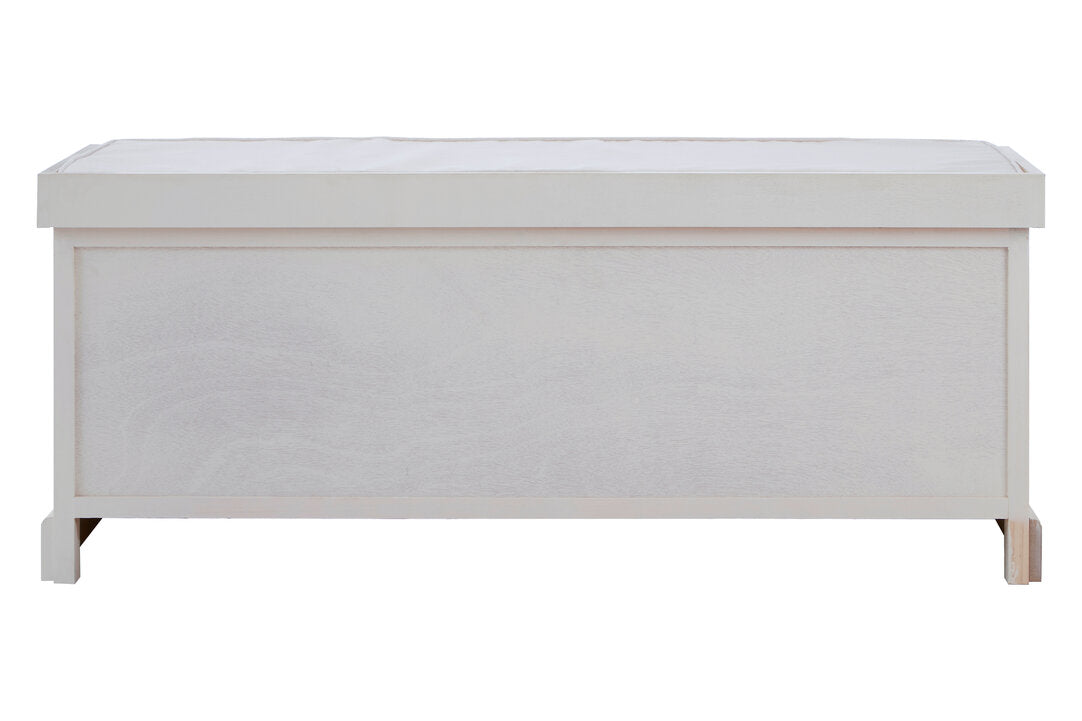 Savoy Antique White Three Drawer Storage Bench with Cushion