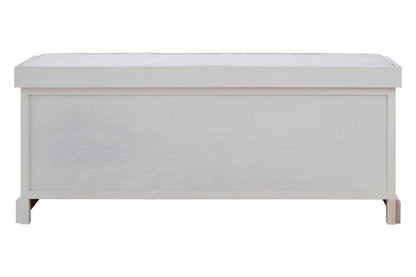 Savoy Antique White Three Drawer Storage Bench with Cushion