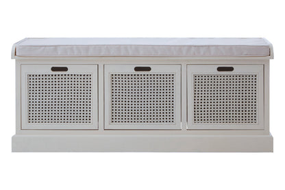 Savoy Three Drawer Storage Bench Cushion Antique White 