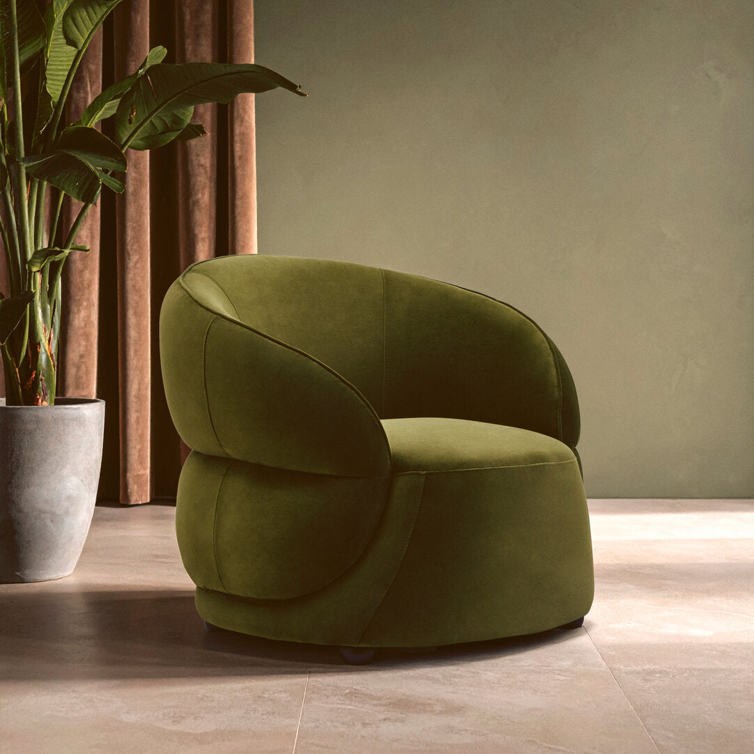 Durham Forest Green Curved Velvet Chair