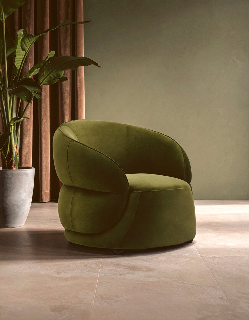 Durham Forest Green Curved Velvet Chair