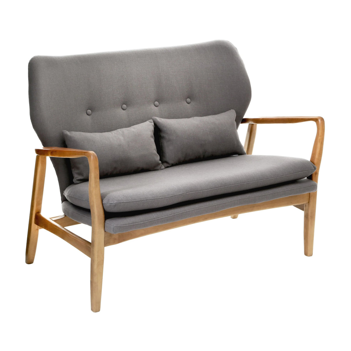 Richmond 2 Seat Grey Sofa with Birchwood Frame