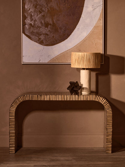 Milan Bamboo Inlay Curved Console Table