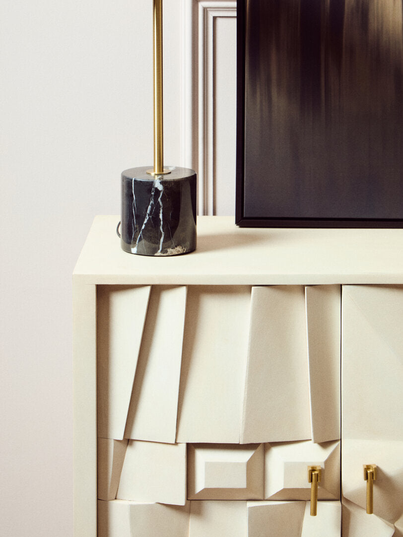 Notting Brushed Brass Table Lamp with Black Marble Base