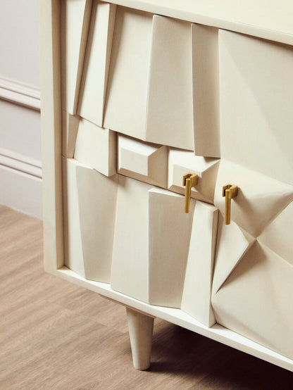 Porto Four Door Whitewash Mango Wood Abstract Sideboard