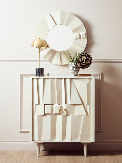 Porto Two Door Whitewash Mango Wood Abstract Cabinet