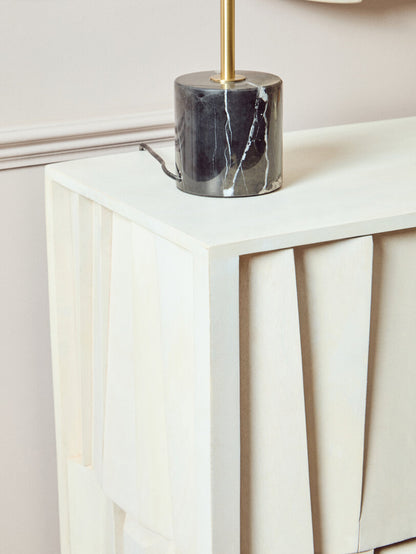 Porto Two Door Whitewash Mango Wood Abstract Cabinet