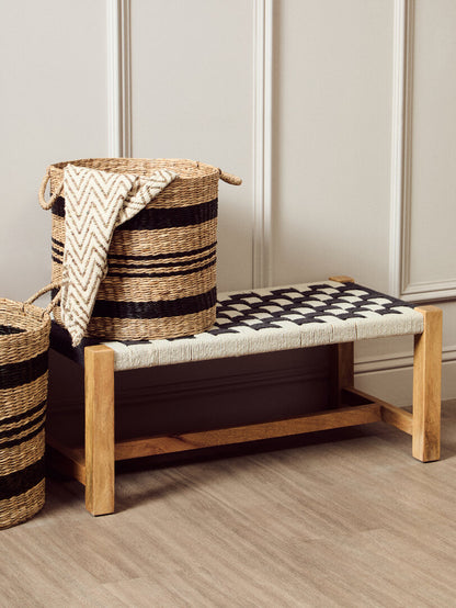 Hudson Black And White Jute Bench