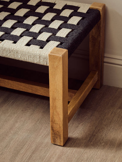 Hudson Black And White Jute Bench