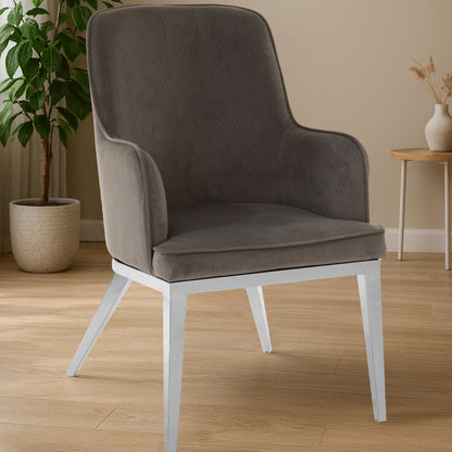 Notting Grey Velvet Dining Chair with Silver Finish Legs