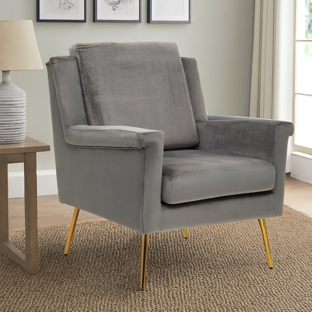 York Grey Velvet Armchair