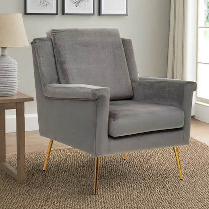 York Grey Velvet Armchair