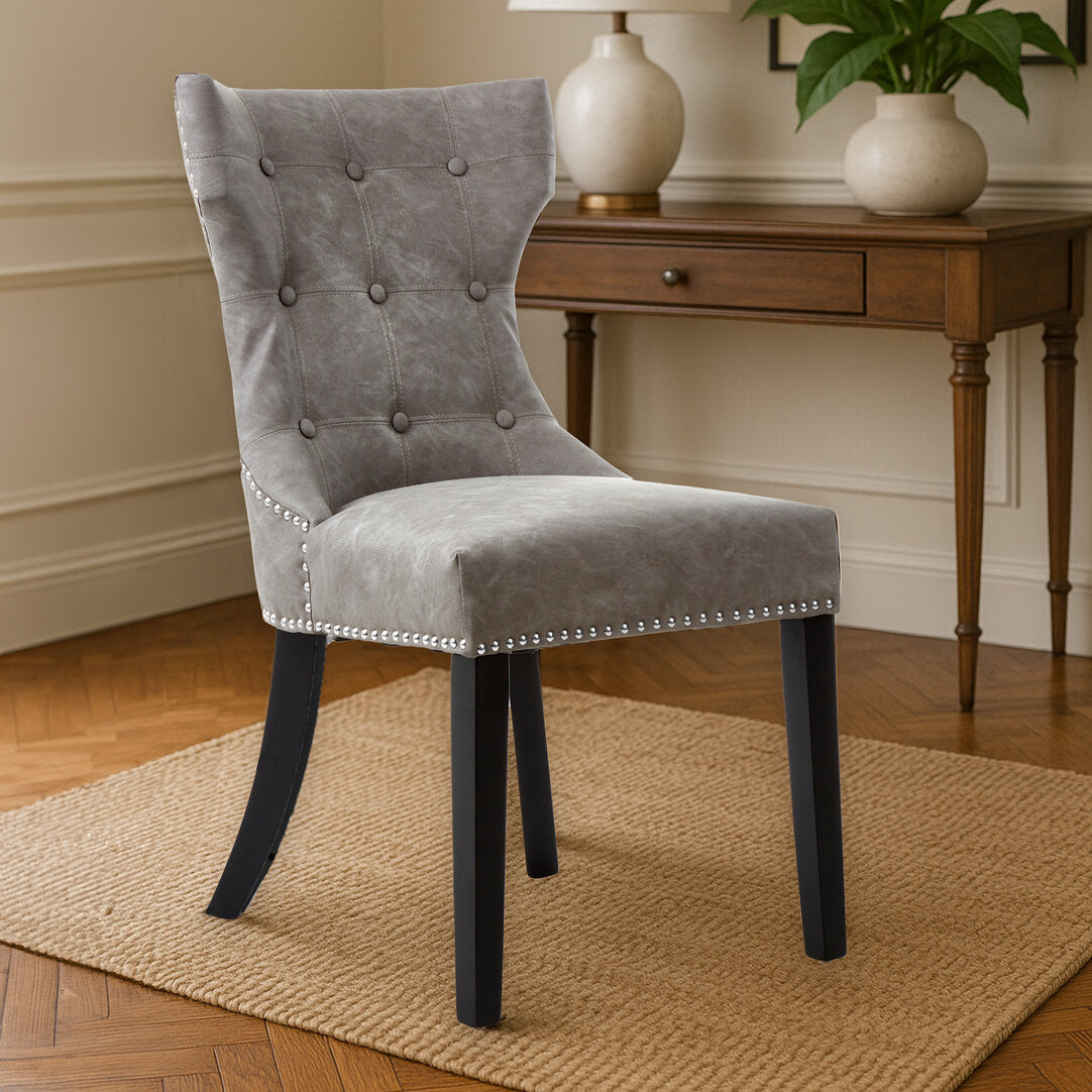 Balmoral Grey Leather Effect Dining Chair