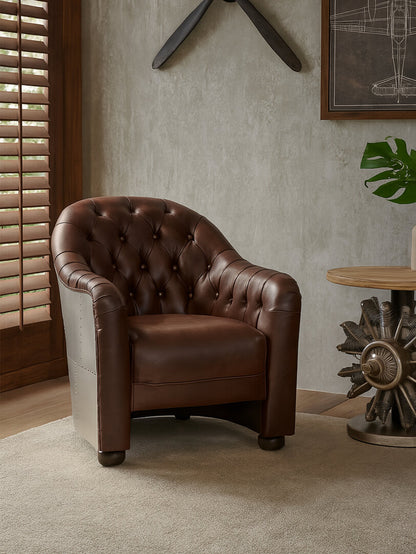 Verona Brown Leather Tub Chair
