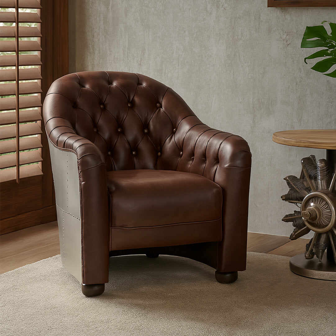 Verona Brown Leather Tub Chair
