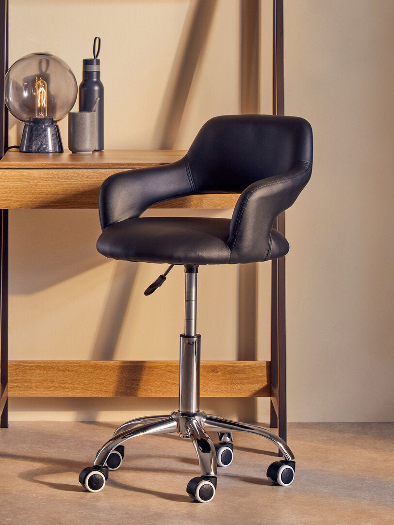 Aurora Black Home Office Chair with Curved Back