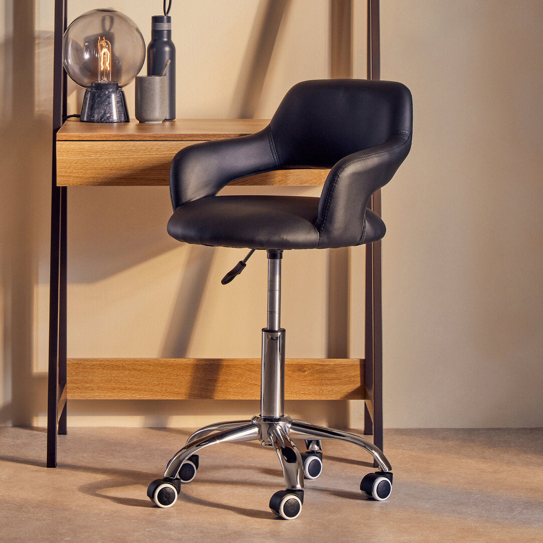 Aurora Black Home Office Chair with Curved Back