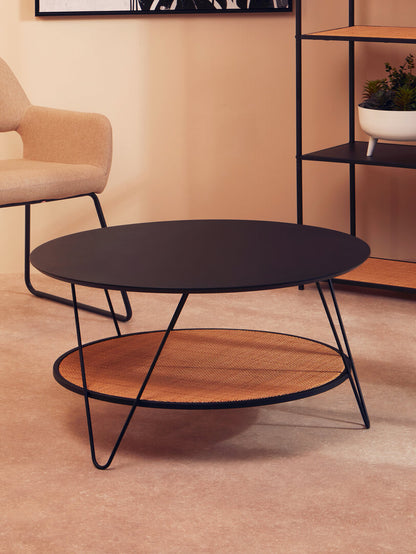 Porto Rattan And Metal Coffee Table With Hairpin Legs