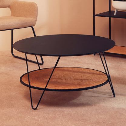 Porto Rattan And Metal Coffee Table With Hairpin Legs