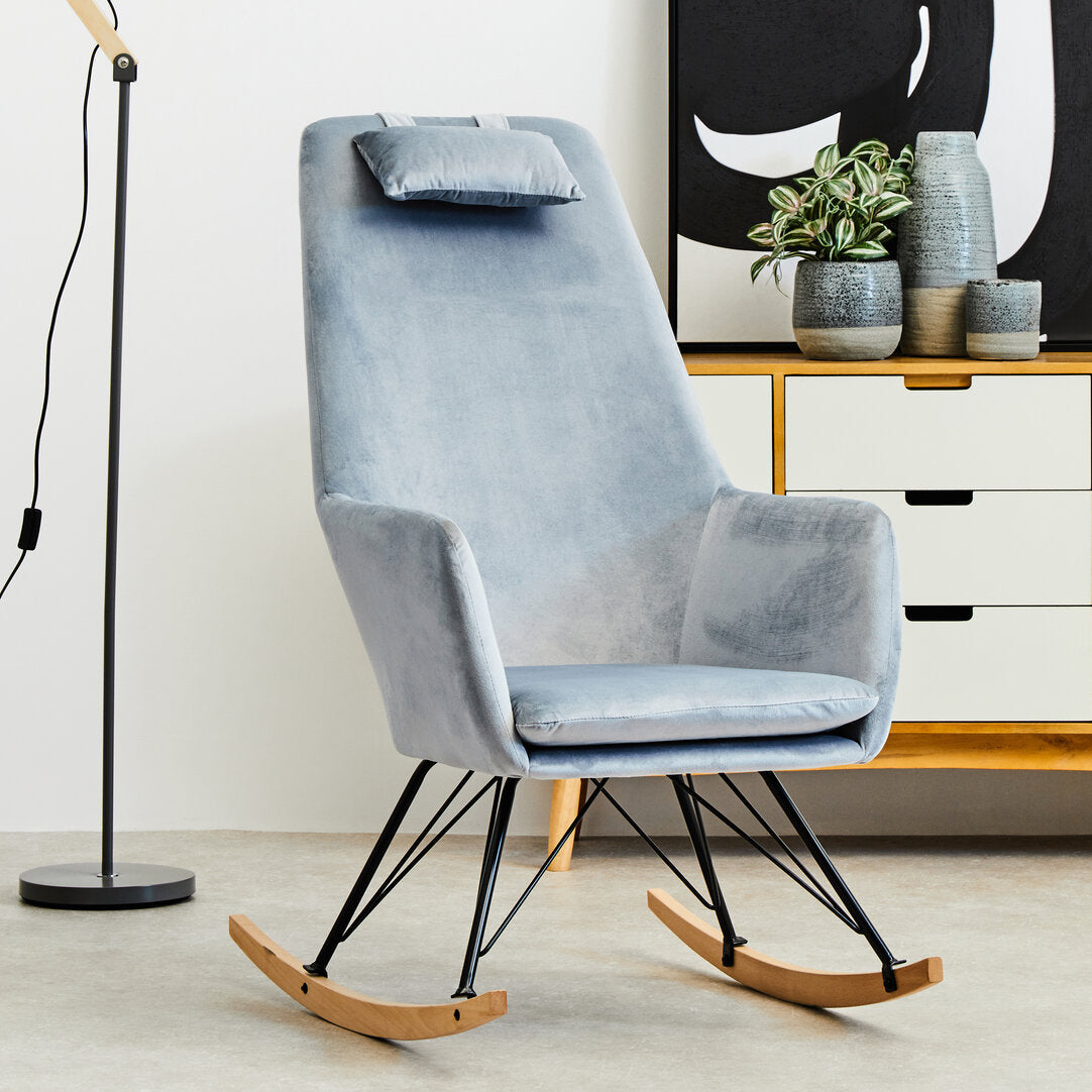 Richmond Blue Velvet Rocking Chair