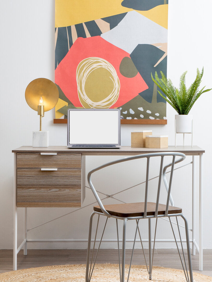 Penzance Light Oak Veneer Desk With Drawers