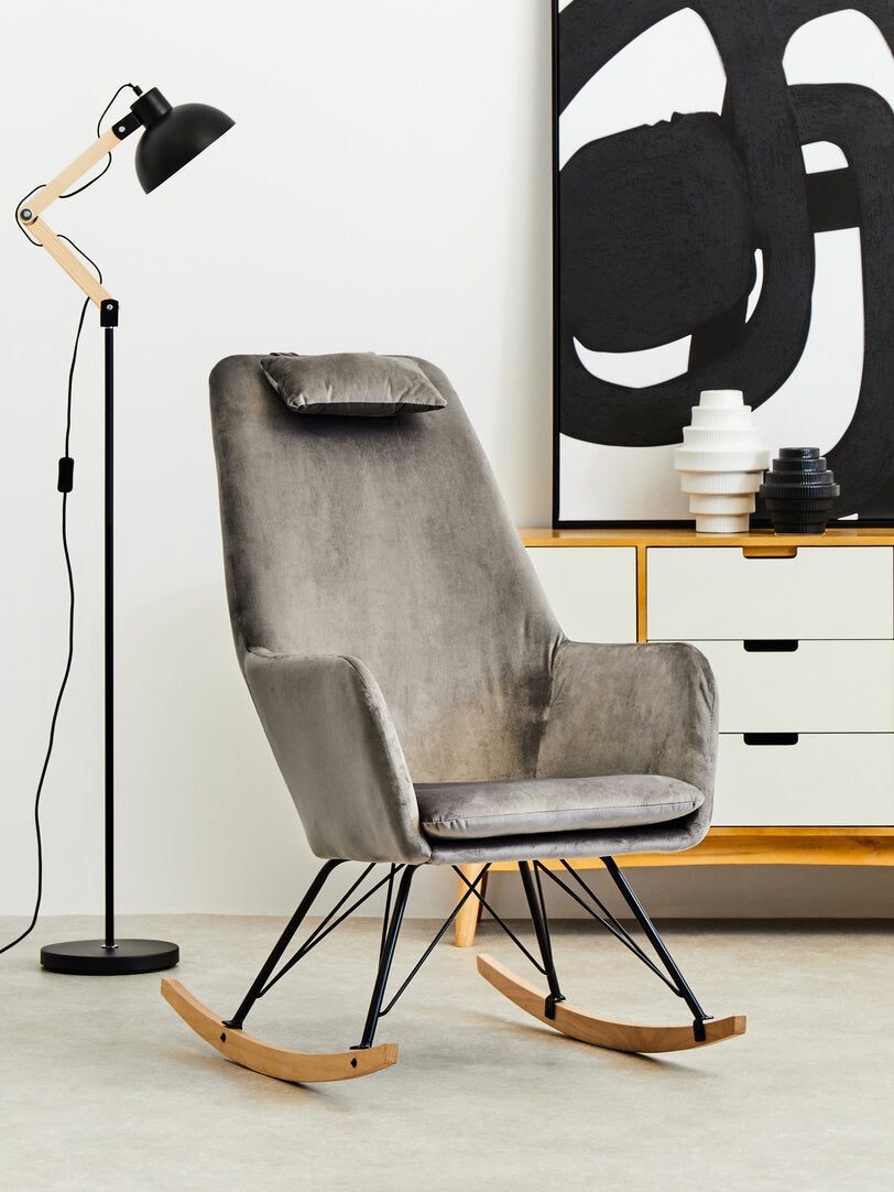 Richmond Grey Velvet Rocking Chair