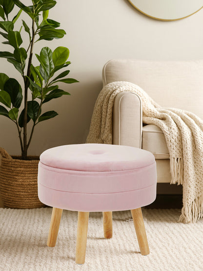 Cannes Pink Velvet Stool