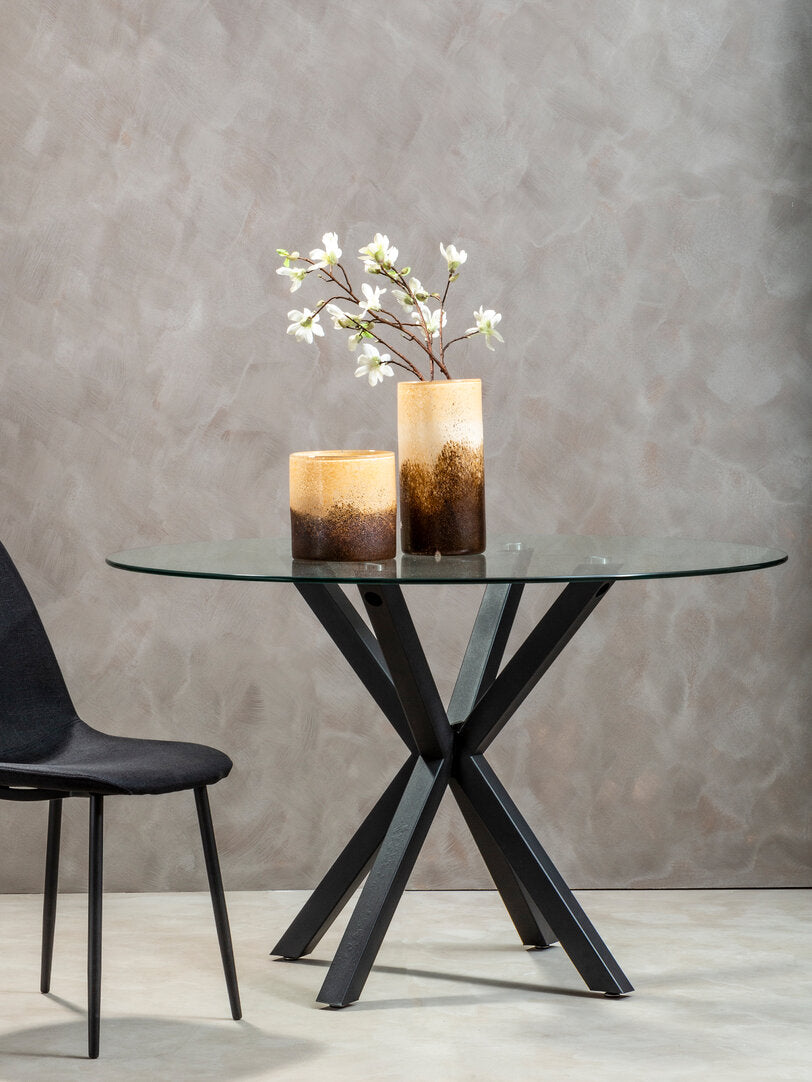 Sorrento Round Dining Table With Black Metal Legs