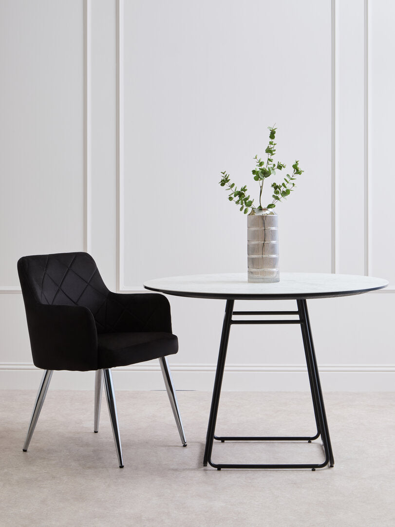 Devon Black Velvet Splayed Dining Chair
