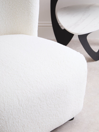 Carlton Ivory Boucle Effect Armless Lounge Chair