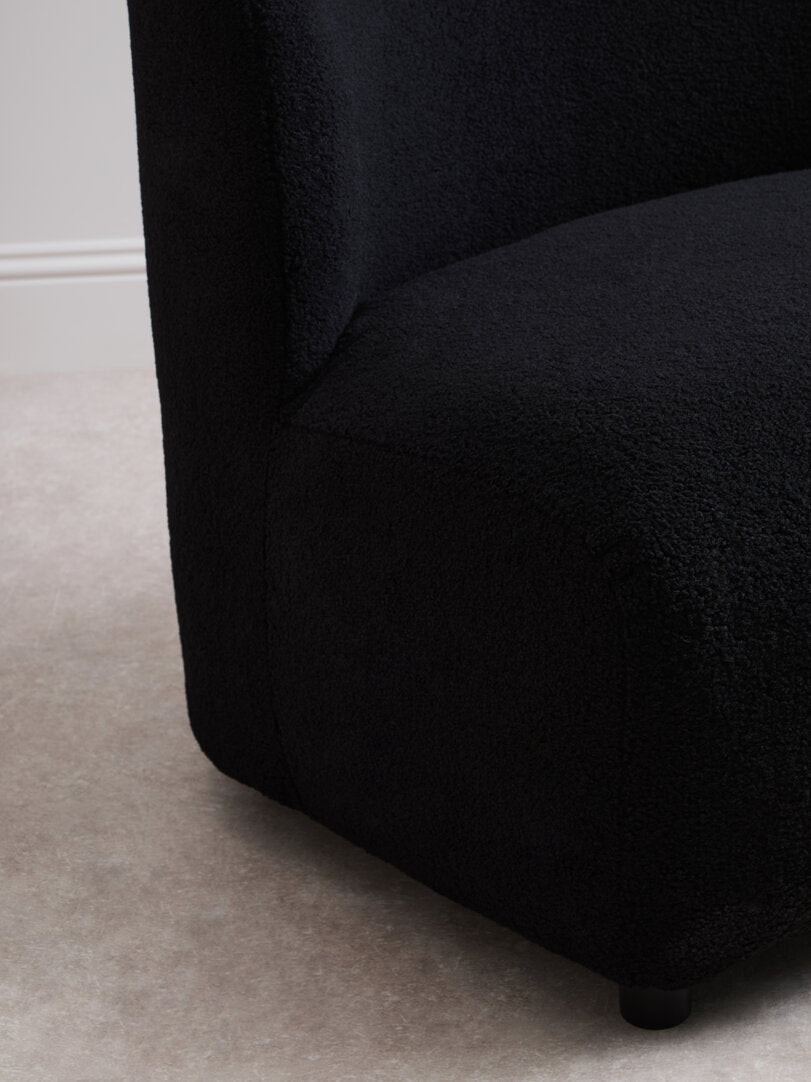 Carlton Black Boucle Effect Armless Lounge Chair