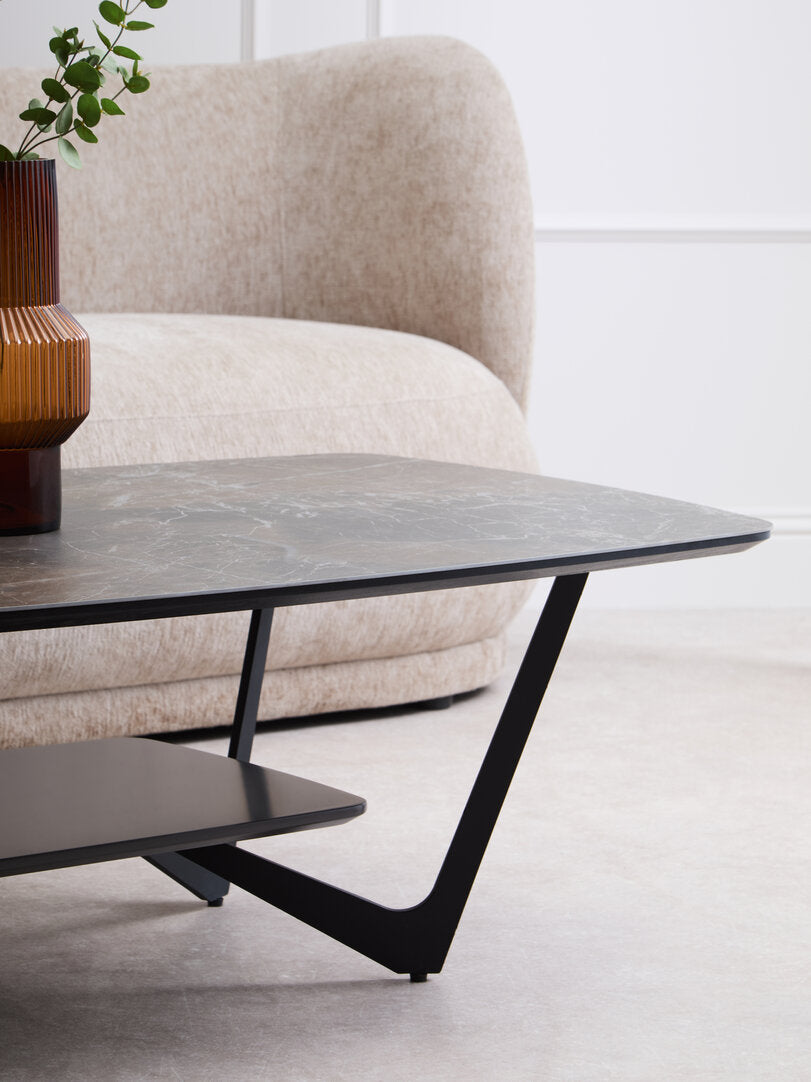 Aurora Grey Ceramic Marble Effect Coffee Table