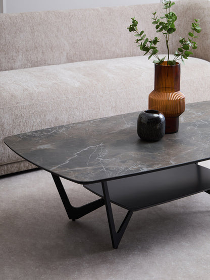 Aurora Grey Ceramic Marble Effect Coffee Table