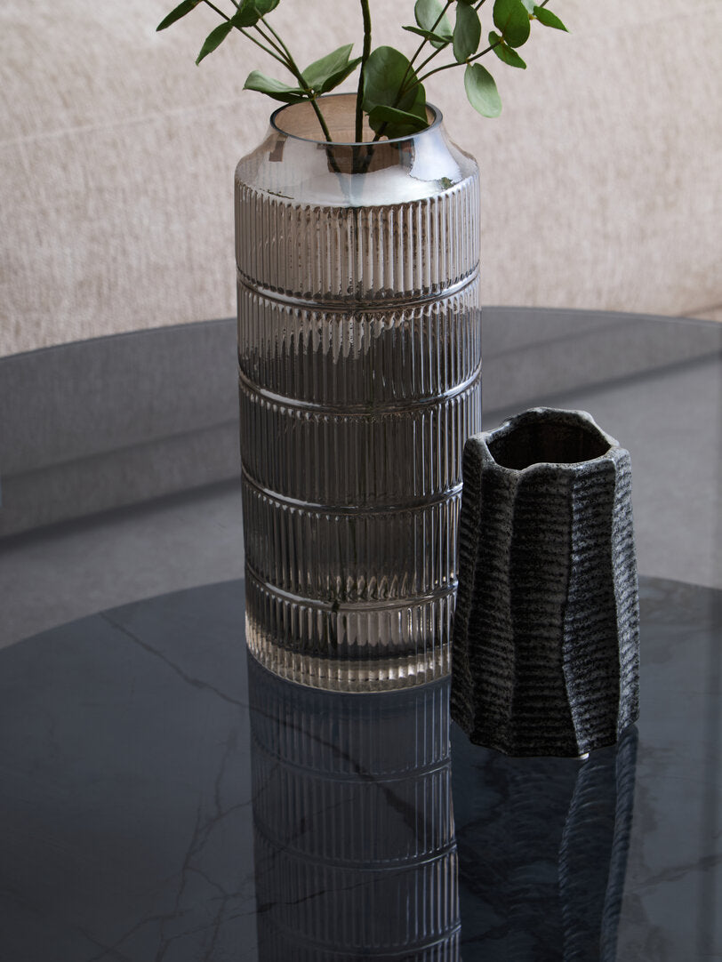 Aurora Round Grey Glass And Ceramic Large Coffee Table