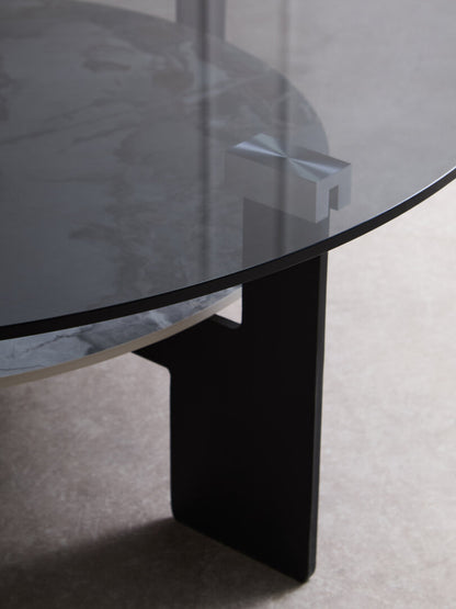 Aurora Round Grey Glass And Ceramic Large Coffee Table